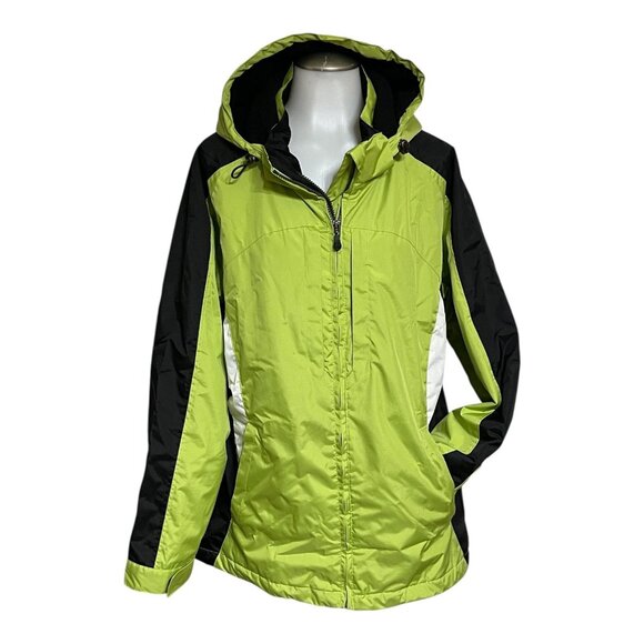 Sb Active Jackets & Blazers - SB Active Bright Green & Black Hooded Winter Jacket Large  100% Polyester Quilte